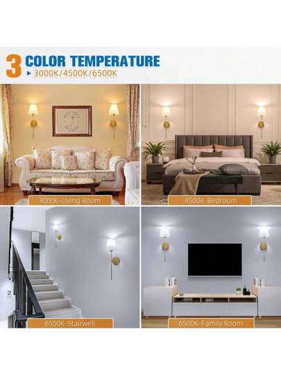 Sets Battery Operated Wand Sconces Set Of 2, Goud Rechargeable Lamps Magnet Detachable Remote Bulbs, 12 RGB Temperatures, Dimmable Wireless Lights Bedroom view 5