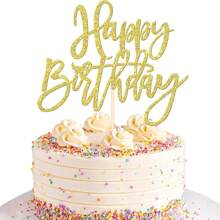 1pc Happy Birthday Cake Topper, Glitter Happy Birthday Cake Sign, Decoration For Birthday, Anniversary Party Cake - Multicolor - View 17