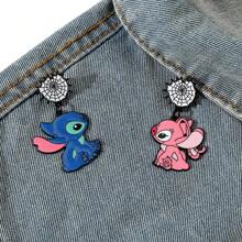1/2 piezas Broche de Disney Stitch, el extraterrestre, divertido y de fantasía, pasador de esmalte de metal, joyería, accesorio para mochila, ropa, regalo festivo