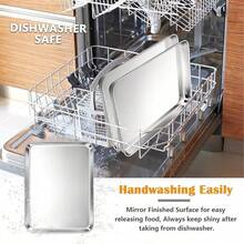 2Pcs Baking Sheet Pan Set, Joyfair Stainless Steel Cookie Sheets, Commercial Metal Pans Toaster Oven Tray Bakeware Roll/Bread/Bacon, Heavy Gauge, Rust-& Dishwasher Safe (9 Inch) - 17.5 Inch - View 8