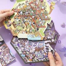 Funny Landscape Stickers, Super Jumbo 2.0 Collection Miniature Fantasy Scene Stickers, Cute Compressed Stack DIY Sticker Art