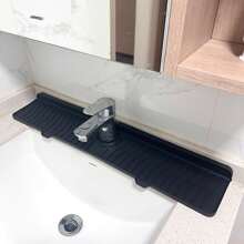 1pc Silicone Water Drain Mat/Anti-Slip Kitchen & Bathroom Sink Splash Guard Pad Kitchen Drainage Mat Silicone Drain Pad, Multifunctional Heat Insulation Pad NEW Kitchen Faucet Sinks Splash Guard Silicone Drain Pad Water Catcher Tray Slip Mat - 黑色 - 查看 7