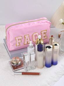 1 túi đựng mỹ phẩm thêu chữ bằng vải nhung, dung tích lớn, đa chức năng. - Nhiều màu - Xem 11