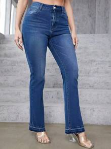 Damen Skinny Jeans mit hoher Taille und Stretch, lässige Schlaghose, elegante & minimalistische Serie