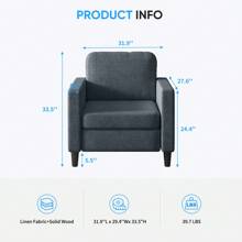 Convertible Sofa Set, Comfy Loveseat/ Armchair, Linen Modern Sofa Couch Furniture Sets For Living Room Bedroom Apartment - Dark Grey - View 11