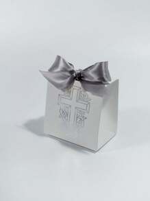 10pcs Mini Gift Box With Cross And Floral Design, Perfect For Christenings, Baptisms, Weddings, And Events, Includes Satin Ribbons In Gold And Silver, Ideal For Small Gifts, Favors, And Keepsakes – Elegant And High-Quality Craftsmanship, For Mother's Day, Bridesmaid Gifts, Graduation Gifts, Birthday Gifts, Wedding Gifts,Birthday,Bride,Wedding