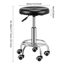 OYAJIA Drafting Chair With Backrest – Adjustable Foot Rest Rolling Stool With Wheels, PU Leather 360°Swivel Stool For Office Spa Studio Lab Counter Salon Home Work Bar Kitchen Shop - Black - View 11