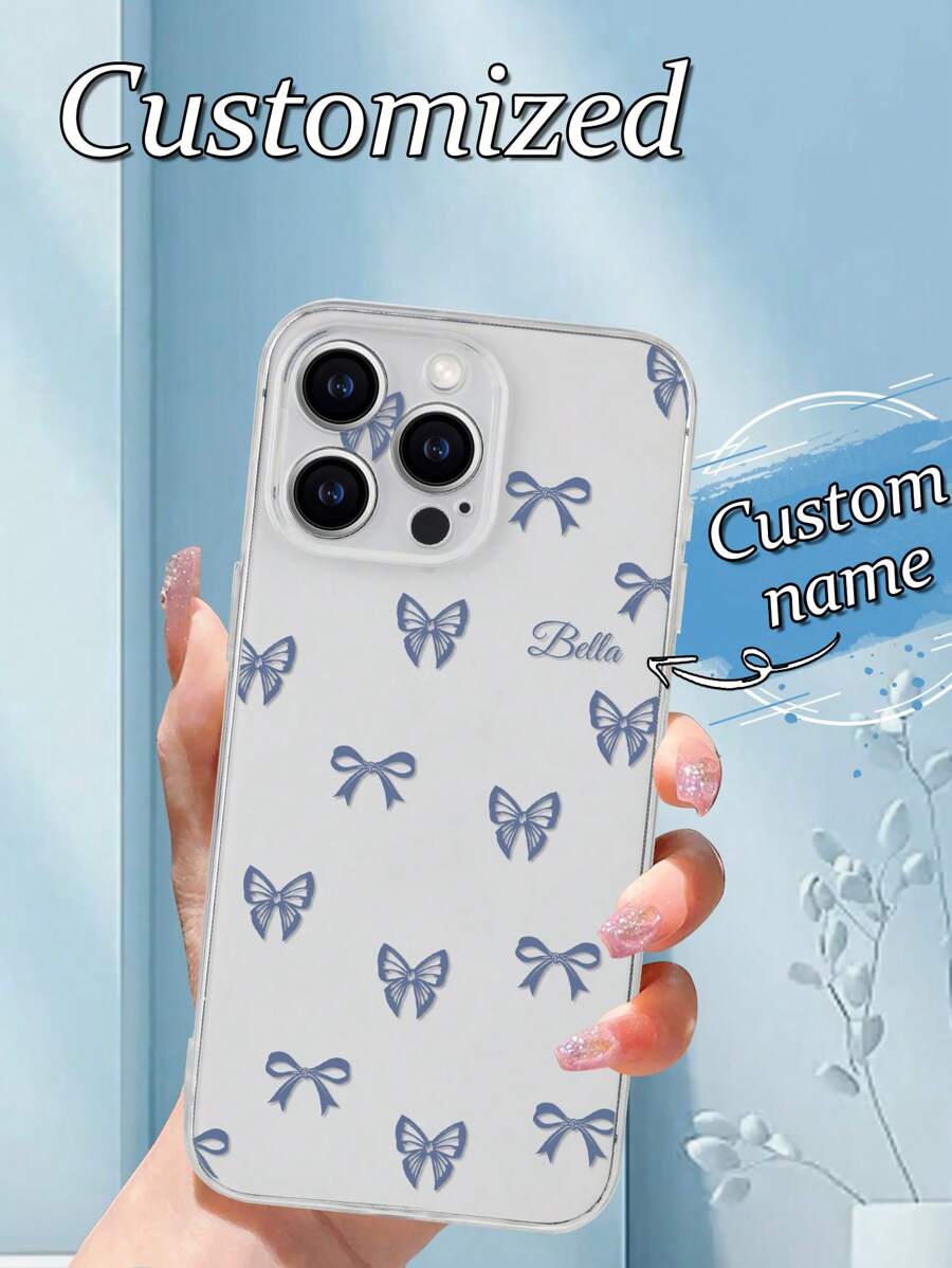 1pc Custom Personalized Butterfly Themed TPU Phone Case With Name, Suitable For IPhone11/12/13/14/15/16/16Pro/16Plus/16ProMax, S24FE/S24Ultra/S25/S25Ultra/S25Plus And Other Models