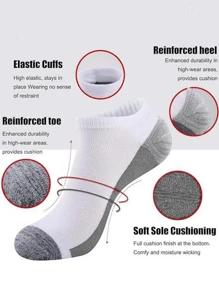 5 双男士中筒袜，高弹柔软透气休闲袜，适合男女日常穿着，简约舒适的中筒袜，时尚短袜 - 彩色 - 查看 5