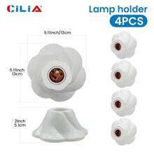 CILIA 4 piezas de Soporte de lámpara, Casquillo de bombilla E26/E27, Base en forma de pétalo, Portalámparas, Apto para uso doméstico, oficina e industrial, Blanco/Negro