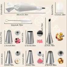 10pcs Cake Decorating Tool Kit, Includes Piping Bags And 304 Stainless Steel Icing Tips, Cleaning Brush, Turntable, Suitable For DIY Cake Making, Cookie Baking, Baking Tools, Kitchen Accessories - Multicolor - View 3