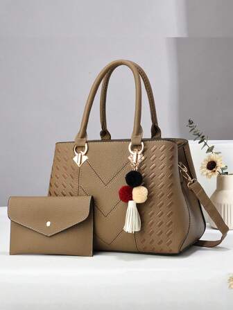 新款简约女士组合包，经典优雅别致奢华，方便随身携带，配有吊坠，多功能单肩包/斜挎包，容量大