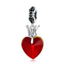 WOSTU 1 pièce Pendentif en argent sterling 925 avec cerise rouge émaillée et forme de cœur, accessoire pour bracelet et collier de femme