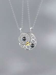 2 piezas Collar con colgante de sol y luna de amantes, diseño de nicho, collar de clavícula con imanes en pareja para hombre y mujer, al por mayor