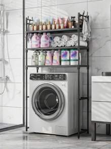 1pc 2-3 Tier Washing Machine Rack, Bathroom Over Toilet Space Saver Storage Organizer Shelf, Large Capacity Metal Storage Rack Home Bathroom Decor Back To School - Multicolor - View 1