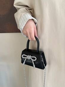 Women's Fashion Textured Bowknot Handbag