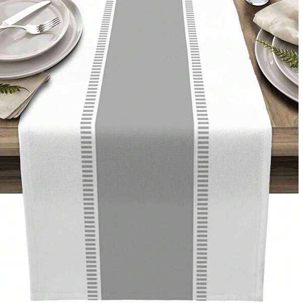 Gray Tablecloth, Farmhouse Vanity Scarf, Modern Decorative Striped Tablecloth Suitable For Kitchen, Dining Room, Coffee Table, Holiday Party, Wedding