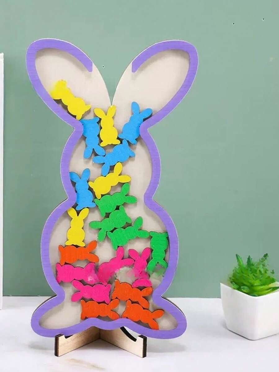 1pc Wooden Easter Bunny Egg Reward Jar, Learning & Self-Discipline Checklist Reward Jar, Home & Classroom Chore Reward Jar, Teacher Gift - Wooden - Multicolor - View 1