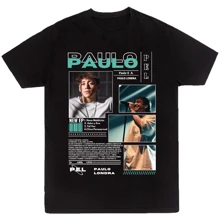 Playera Negra Hombre Paulo Londra Casual 100% Algodón - Negro - Ver 4