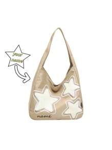 Personalized Customized Tote Bag, Star Pattern Single Room Armpit Bag, Portable Casual Storage Tote Bag, Fashionable Nylon Shoulder Bag, Lightweight Travel Tote Bag, Bridesmaid Bridal Party Girl Travel Gift, Suitable For Daily Use - A - View 13