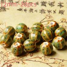 20Pcs Floral Glaze Watermelon Beads - Versatile Ceramic Charms For Diy Bracelets & Necklaces, Fashion Jewelry Crafting Accessories
