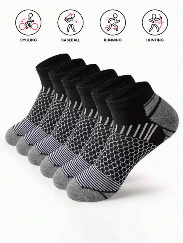 1/3/6 Pairs Men's Sports Socks, Running, Football, Outdoor Breathable Moisture Wicking Ankle Socks