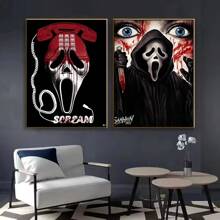 1 pièce Affiche murale sans cadre, S-Crier H-Film d'horreur Crier Affiche Art HD, Coller au mur, Imperméable, Décoration de maison, Salon, Chambre, Bar, Esthétique, Pop, Cadre en option