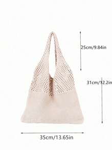 Yogodlns Crocheted Knit Large Capacity Shoulder Bag, Daily Casual Storage Tote, Travel Must Haves, Perfectly Matching With Crochet Set, Vacation Essentials, Perfect For Summer, Vacation & Beach