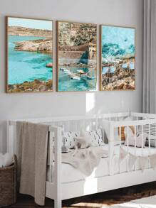 Amalfi Coast Prints,Mediterranean Wall Art, Positano Wall Set, Coastal Italy Photography, Italian Beach Poster, Suitable For Living Room Bedroom Dining Room Decoration, Spring Decoration,No Frame