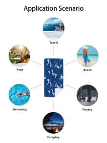 1pc Wave Design Microfiber Beach Towel, Printed Rectangular Beach Shawl Beach Mat Bath Towel Summer,Holiday