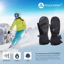 ANDORRA Womens Snowboard Mittens Winter Mittens For Women Waterproof Mittens For Women Touchscreen Snowboarding Mittens Womens Mittens - 黑色 - 查看 4