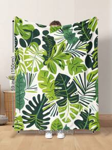 1入組熱帶植物、棕櫚葉和龜背竹印花正方形印花絨毯，柔軟溫暖，適合客廳、沙發、躺椅和臥室，適用於旅行、露營和送禮品。 - 彩色 - 查看 6