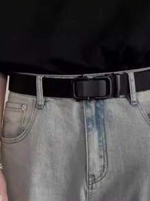 1pc Men Canvas Leather Belt Braided Unisex Casual Woven Belt, Suitable For Jeans, Daily Casual Outfit, Teen/Young Adult, Summer Outdoor Athletic Or Vacation, Graduation Gifts, Birthday Accessories