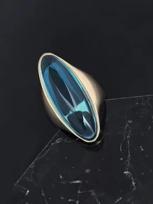 Fashion High Quality Golden Beautiful Blue Rhinestones Rings Artificial Crystal Royal Blue Rings For Women's - Gold Ring - View 13