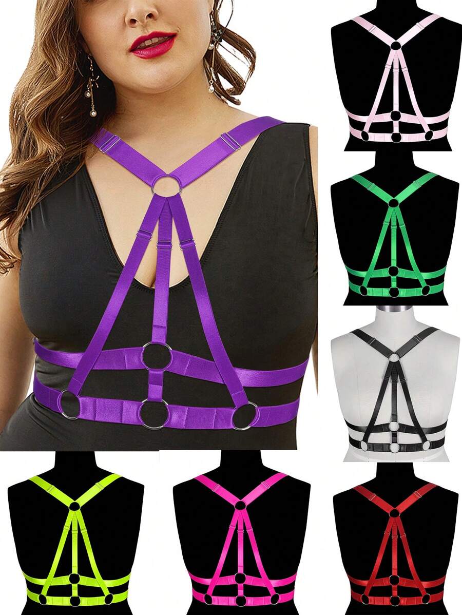 Women's Plus Size Body Harness Fashion Bra Belt Elastic Punk Carnival Halloween Dance Costume - Multicolor - View 1