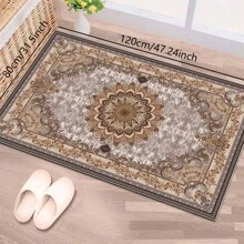 1pc Nordic Fairisle Pattern Crystal Velvet Area Rug, 700g/㎡ With Dotted Non-Slip Backing, 5mm Thickness, Machine Washable Fade-Resistant Carpet Suitable For Holidays And Any Spaces Including Hotel, Office, Sofa, Bedside, Kitchen, Laundry, Hallway, Porch, Stairs, Entryway Mother's Day