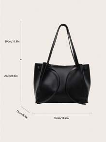 1 件女士纯色 PU 皮革手提包，大容量时尚单肩包适合通勤和日常装扮