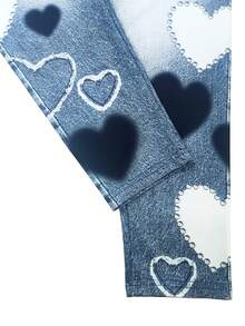 Plus Size Women Denim Effect Leggings - Blue - View 6