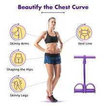 Elastic Resistance Band For Yoga Pedal Traction, 8-Shaped Handle, Fitness Resistance Band, Suitable For Abdominal/Waist/Arm/Leg - Purple - View 7