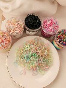 500pcs/Bottle Mini Colorful Elastic Hair Ties For Girls, Disposable, 0.6inch/1.5cm Small Size Suitable For Fine Hair Or Braiding Ponytail Holders Hair Elastics Hair Rubber Bands Scrunchies Hair Rope, Hair Bobbles