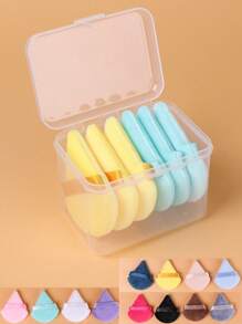 10pcs Triangle Makeup Powder Puff, Makeup Sponge, Fan Shaped Powder Puff, Fingertip Air Cushion Powder Puff