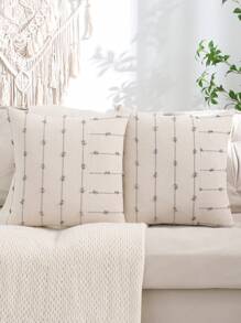 Jacquard Linnen Decoratieve Sierkussenhoes, Patchwork Design Boho Vibe Voor Woonkamer