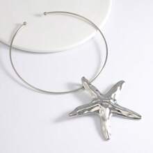 1pc Exaggerated Unique Spiral Metallic Necklace, Perfect For Beach Vacation And Party