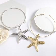 1pc Exaggerated Unique Spiral Metallic Necklace, Perfect For Beach Vacation And Party