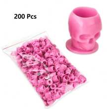 200Pcs Disposable Tattoo Ink Caps Skull Tattoo Cups,Plastic Ink Capswith Stable Base Permanent Makeup Pigment Container Cap Tattoo Accessor