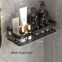 Bathroom Wall-Mounted Punch-Free Toilet Shower Washroom Washbasin Wall Storage Shelf Bathroom Storage Rack