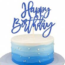 1pc Happy Birthday Cake Topper, Glitter Happy Birthday Cake Sign, Decoration For Birthday, Anniversary Party Cake - Multicolor - View 15