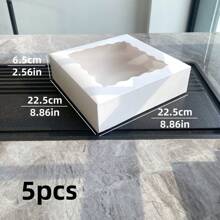 5pcs Mini Cake Boxes With Window, Cookie Pastry Packaging Cartons, Suitable For Cakes, Cookies, Pastries, Pies, Muffins, Chocolates, Strawberries