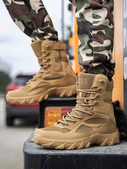 Högtoppade utomhuscamping militärkängor för män, ventilerande Casual Bekväma vandringskängor, Träningsarbete Stridskängor