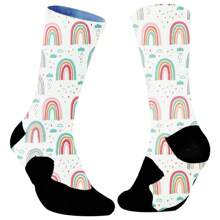 1 Pair 2025 Comfort Non-Slip Sweat-Absorbent Road Sports Cycling Socks, Funny Skull Print Crew Socks, Creative Gift Socks, Sports Basketball Socks - Multicolor - View 6